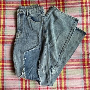 Shein distressed jeans wide leg